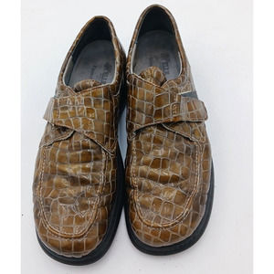 kelle Comfort By Romus Shoes Womens 42 Side Croc Print Slip‎ On Loafers Brown